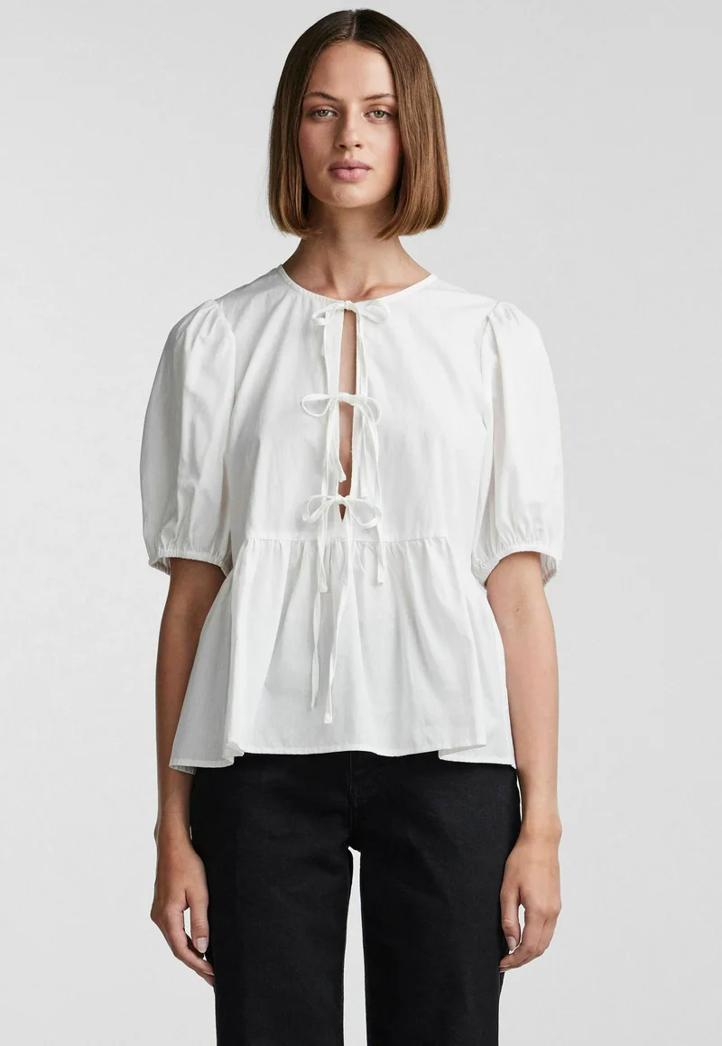 Shop Pieces JOLLY TIE - Blouse bright white Clothing Shirts & Blouses Blouses