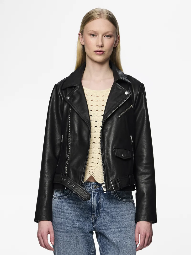 world-wide renown Pieces PCNISSE JACKET - Leather jacket black Clothing Jackets & Blazers Bomber Jackets