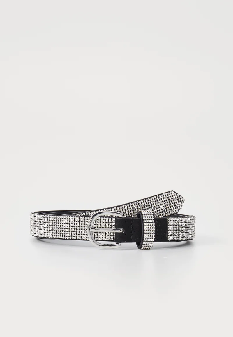 entire collection Pieces PCRUNIRA GLITTER JEANS BELT - Belt black/silver Accessories Belts Casual belts
