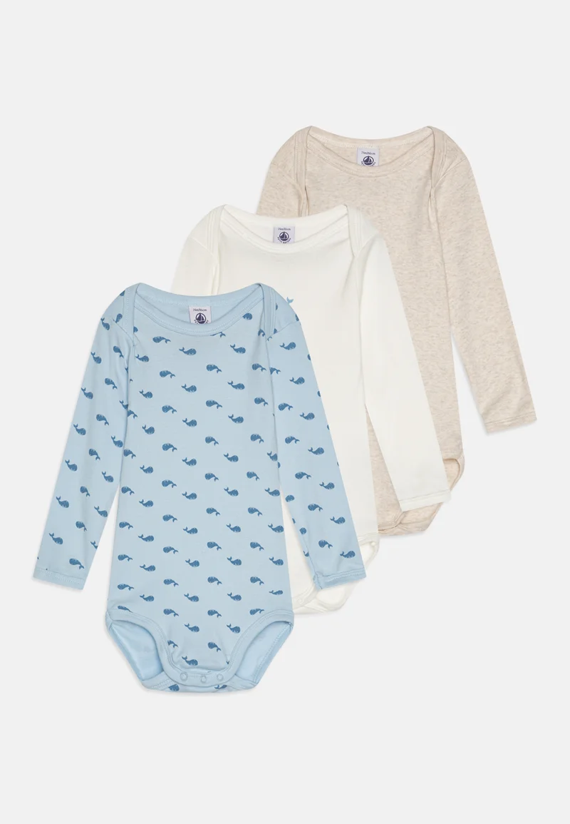 Official Petit Bateau BÉBÉ UNISEX 3 PACK - Body marshmallow/alaska Clothing Underwear & Nightwear Bodies