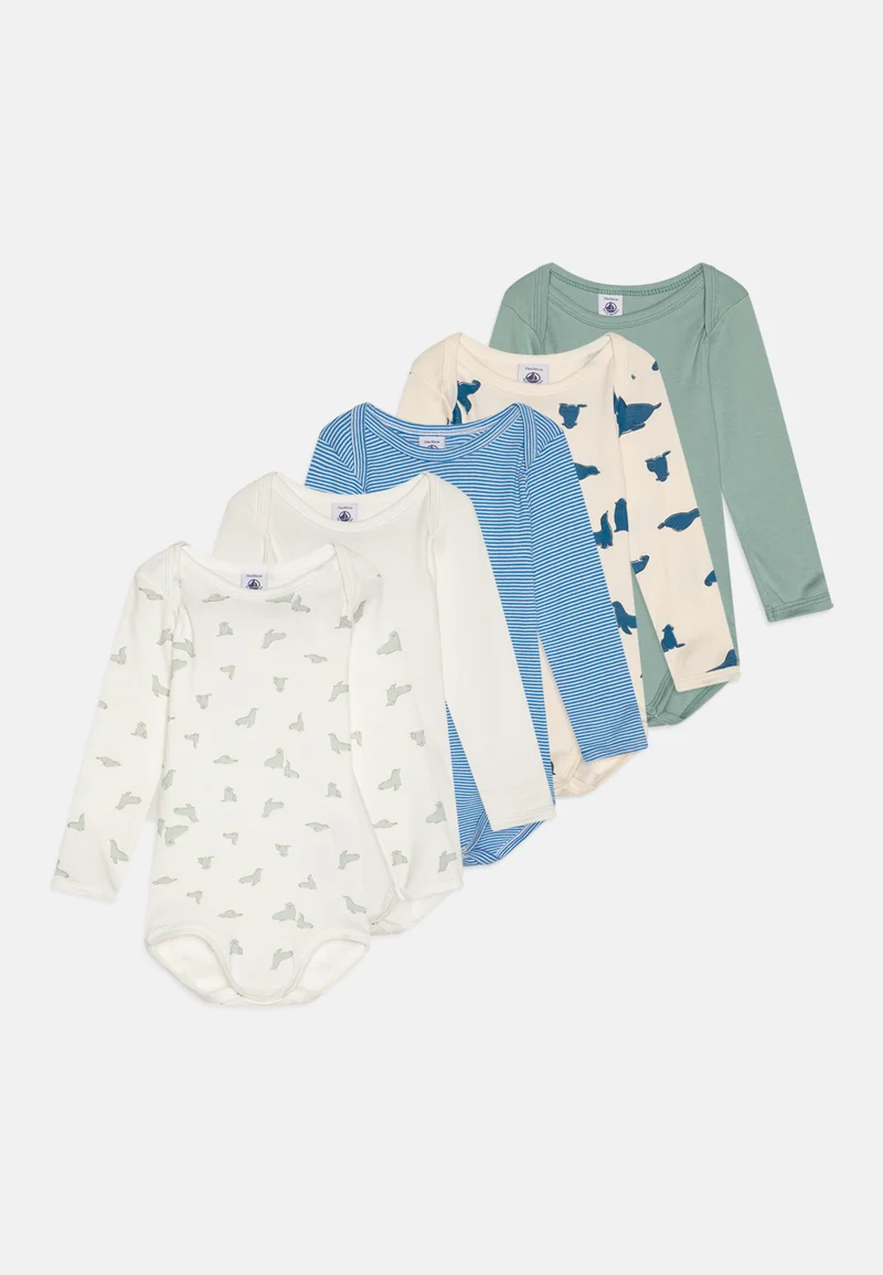 incredible prices Petit Bateau BÉBÉ SEMAINIER UNISEX 5 PACK - Body paul/marshmallow/multicolor + avalanche/delphinium Clothing Underwear & Nightwear Bodies