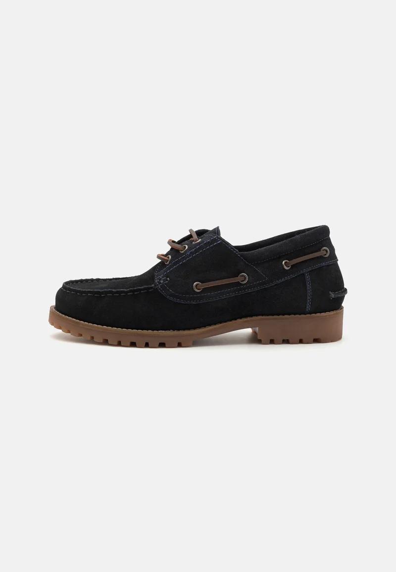 genuine Pier One LEATHER - Boat shoes navy Shoes Lace-up shoes Boat shoes