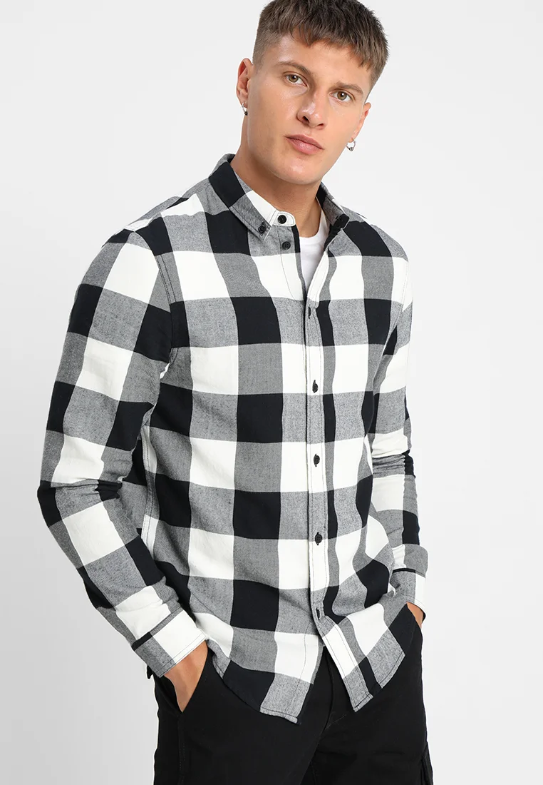 Sale USA Online Pier One Shirt - black/white Clothing Shirts Casual Shirts