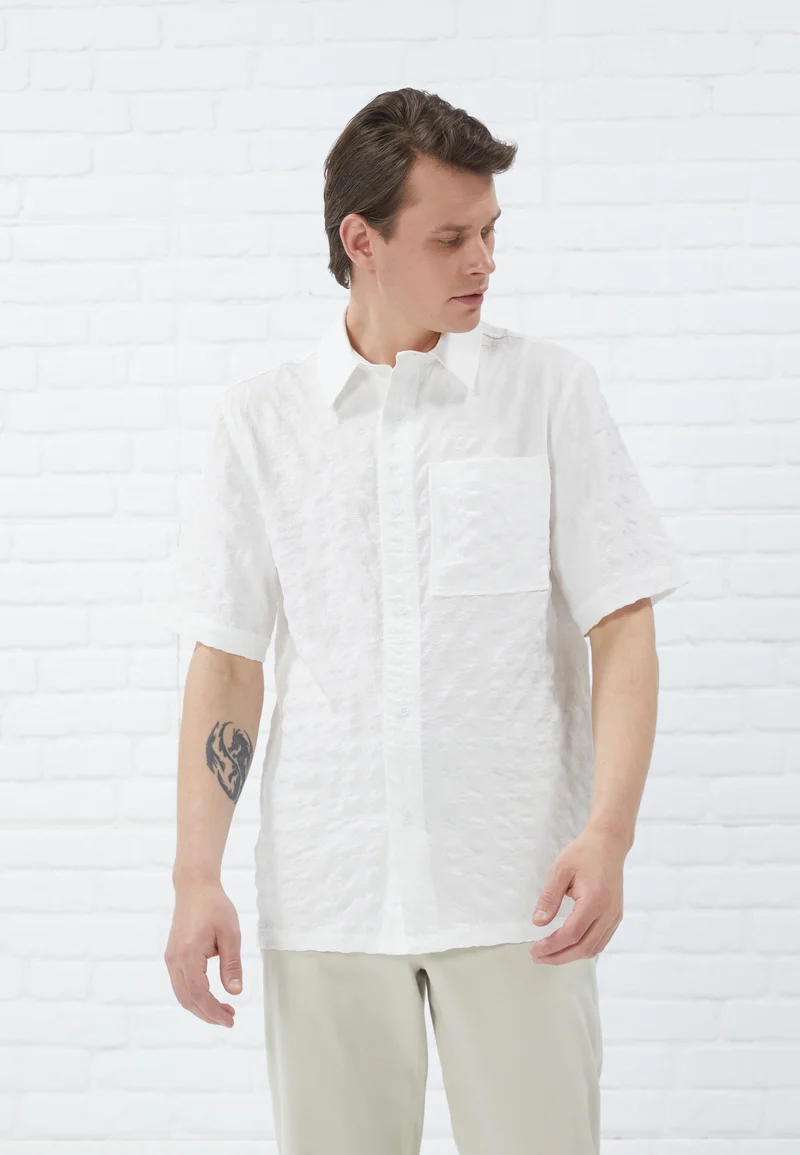 Various Colors Pier One TEXTURED SHORT SLEEVE SHIRT - Shirt white Clothing Sale Shirts Business Shirts
