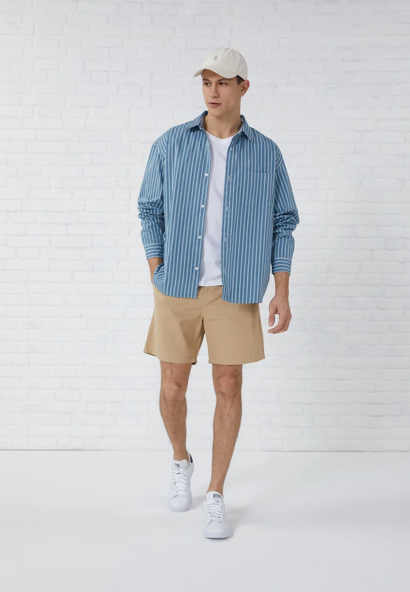 great deals Pier One 2 PACK - Shorts beige/dark blue Clothing Casual Shorts