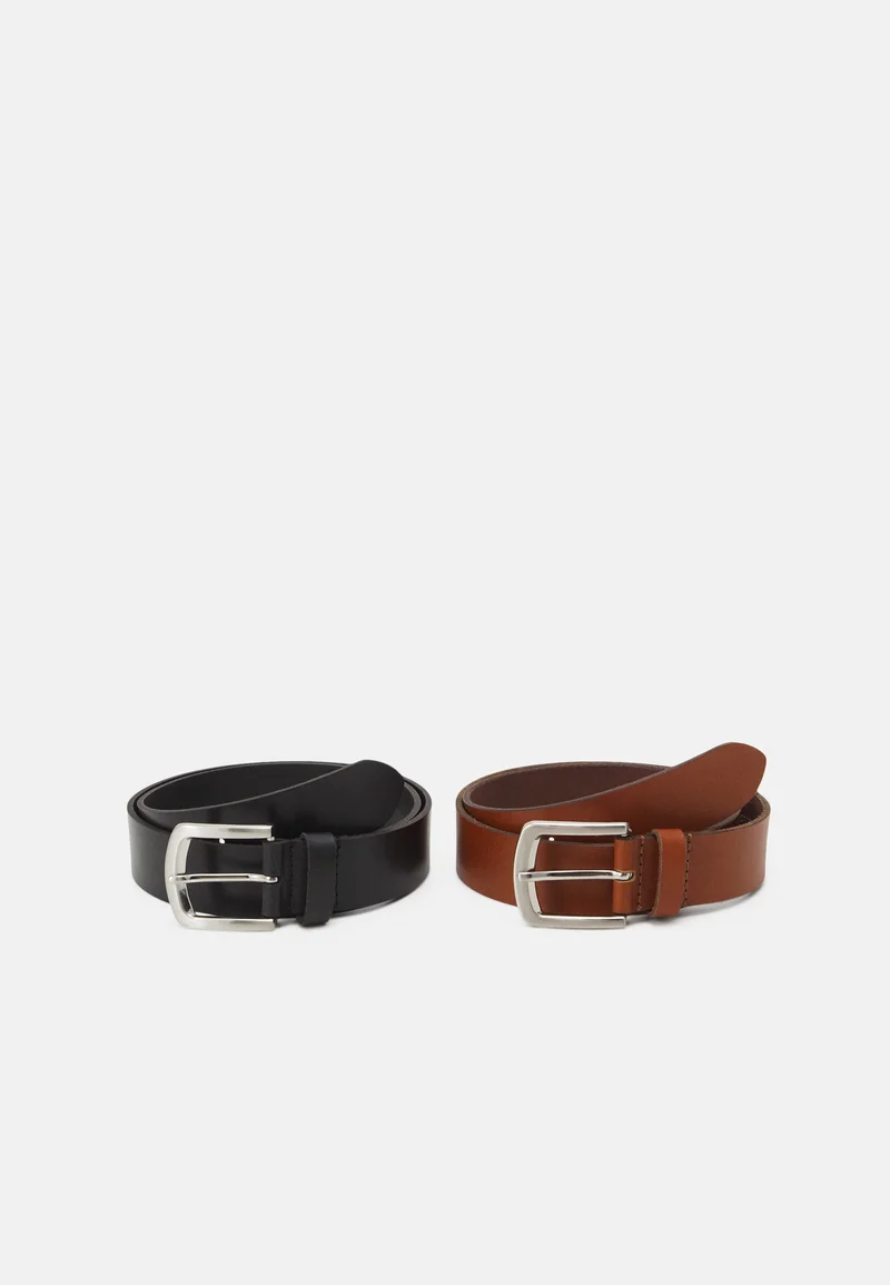 fantastic Pier One LEATHER 2 PACK - Belt cognac/black Accessories Belts Braided belt