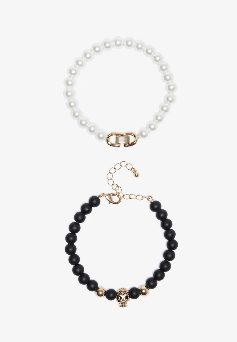 Online Shop Pier One 2 PACK - Bracelet black/gold-coloured Accessories Jewellery Bracelets