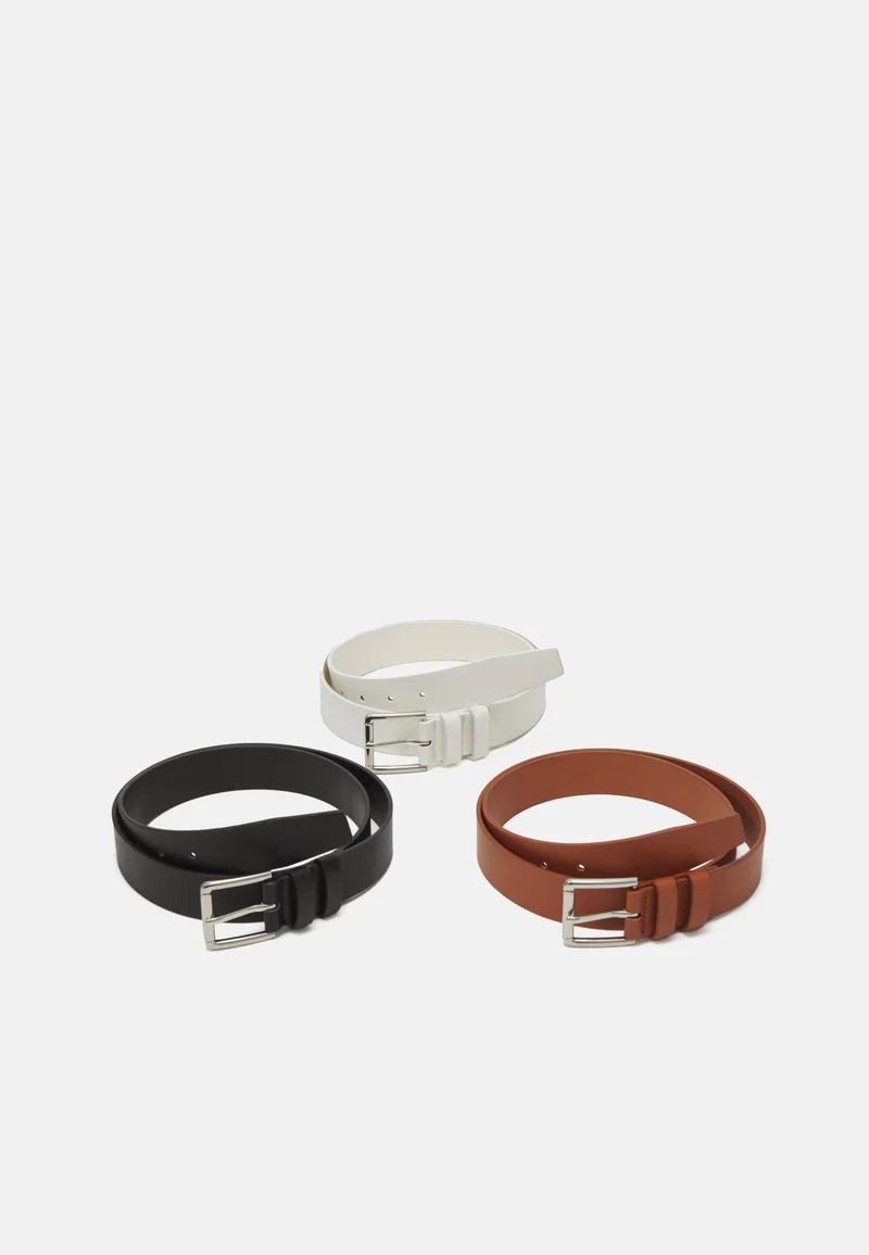 UK store Pier One UNISEX 3 PACK - Belt black/brown/white Accessories Belts Braided belt