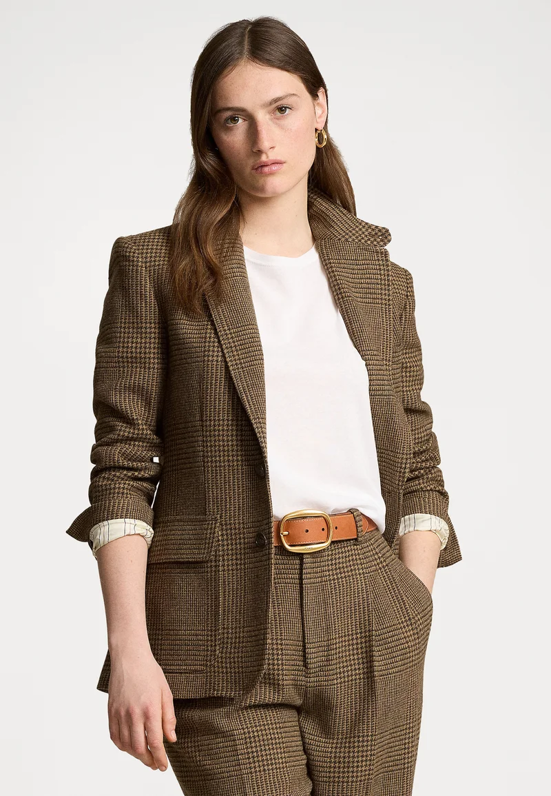wholesale price Polo Ralph Lauren GLEN PLAID TWEED BLAZER - Blazer olive/tan glen Clothing Jackets & Blazers Bomber Jackets