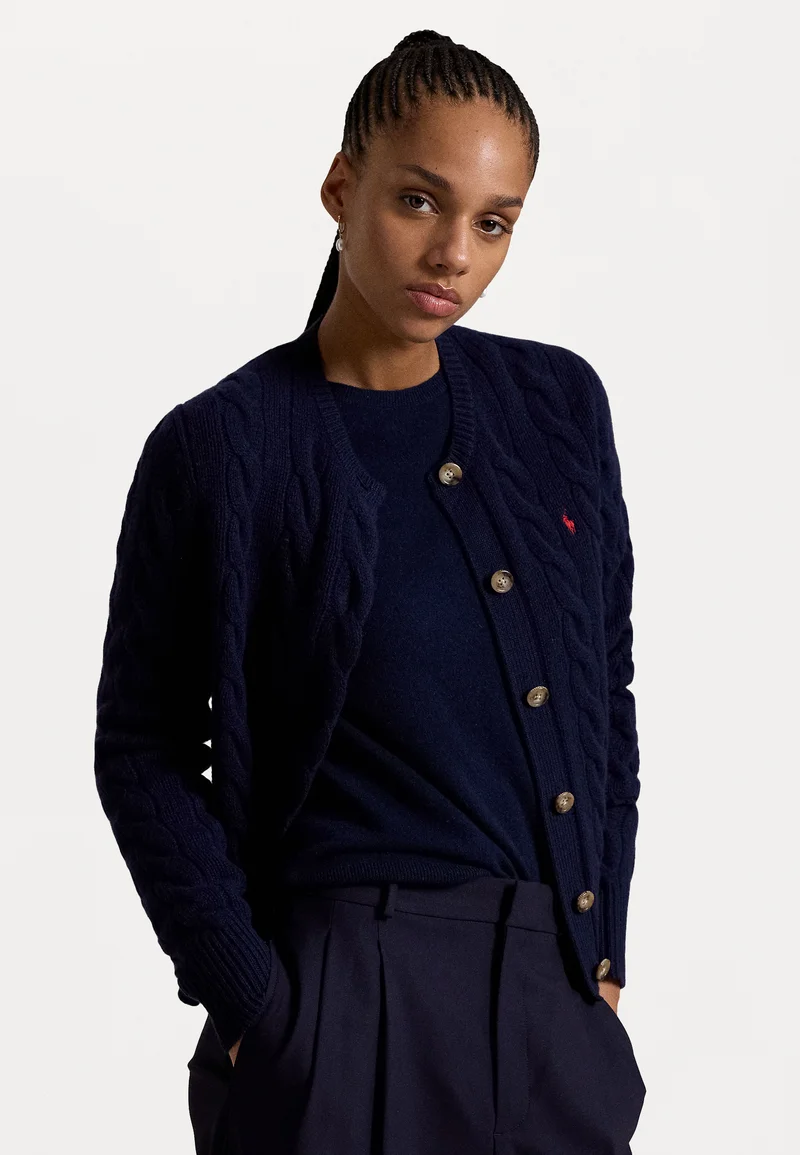 Low Price Guarantee Polo Ralph Lauren CABLE KNIT WOOL CASHMERE CARDIGAN - Cardigan hunter navy Clothing Knitwear & Cardigans Cardigans