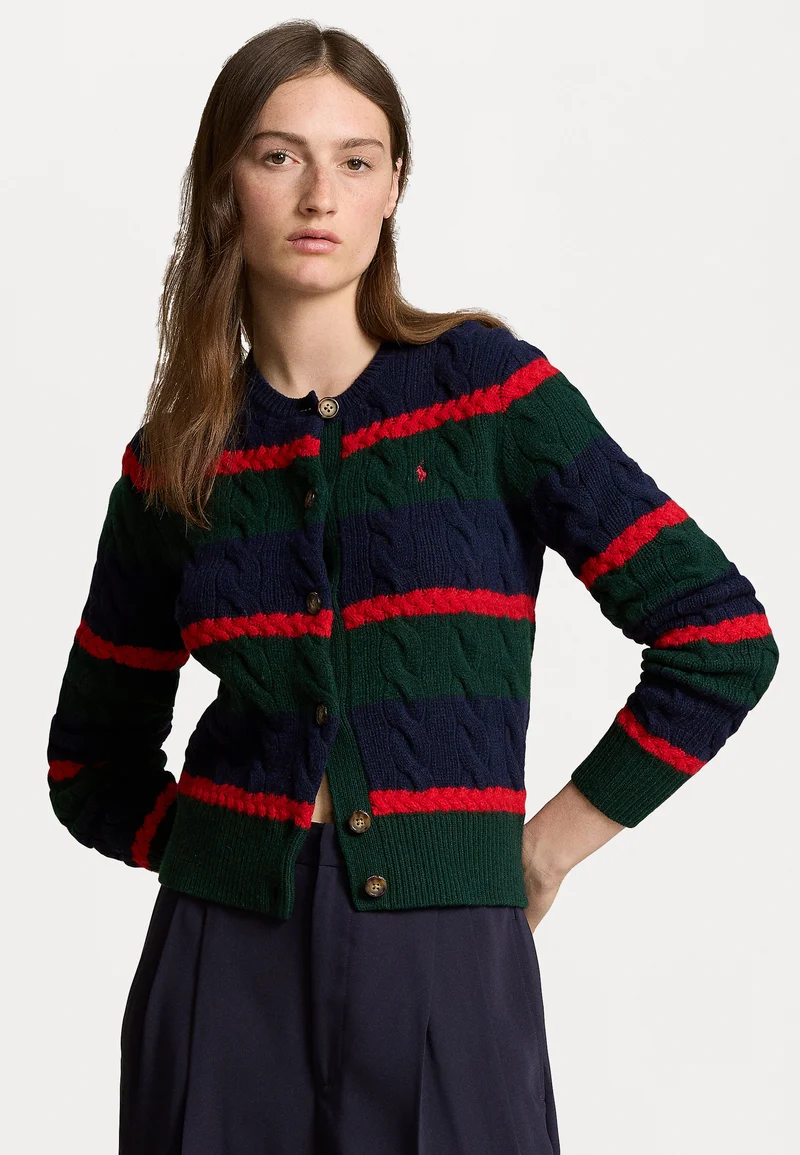 exclusive range Polo Ralph Lauren CABLE KNIT WOOL CASHMERE CARDIGAN - Cardigan green multi Clothing Knitwear & Cardigans Cardigans