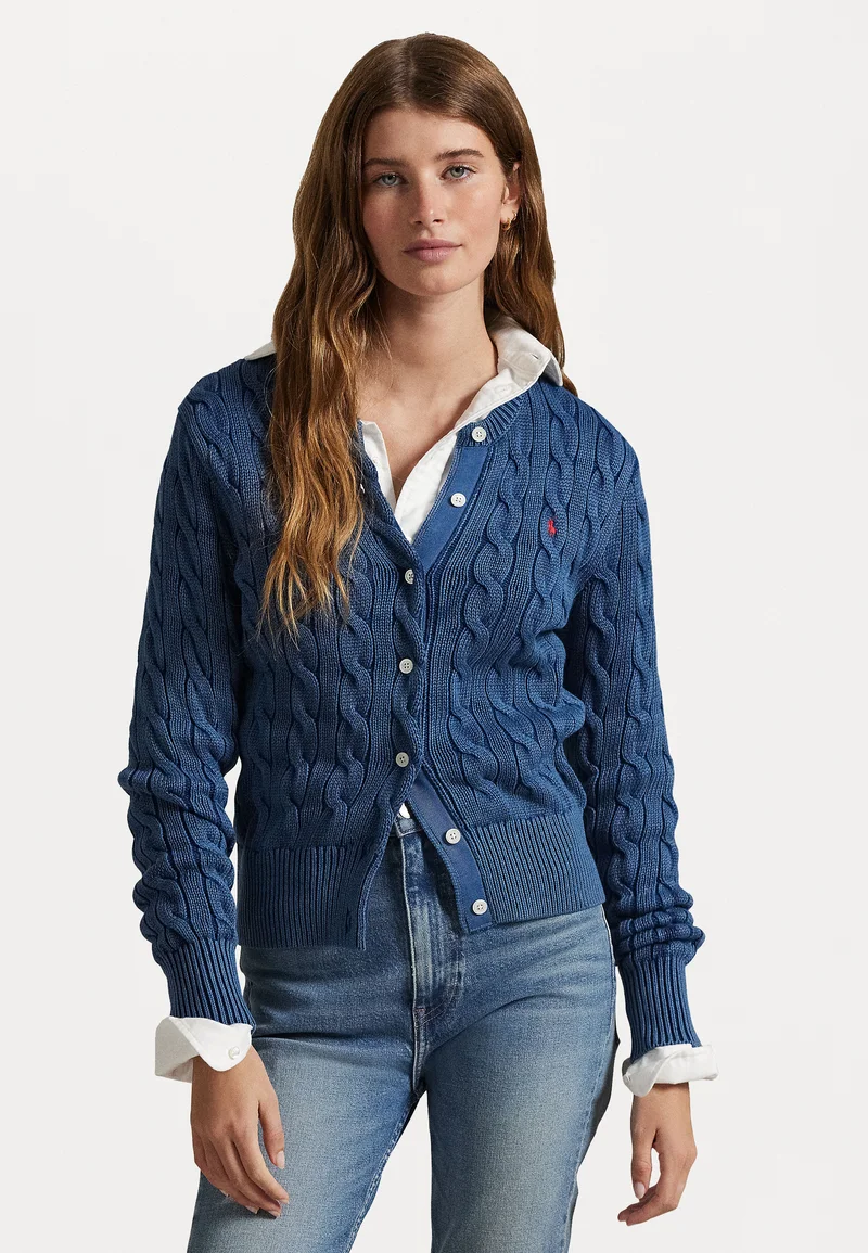Wholesale Polo Ralph Lauren CABLE KNIT COTTON CARDIGAN - Cardigan indigo Clothing Knitwear & Cardigans Cardigans