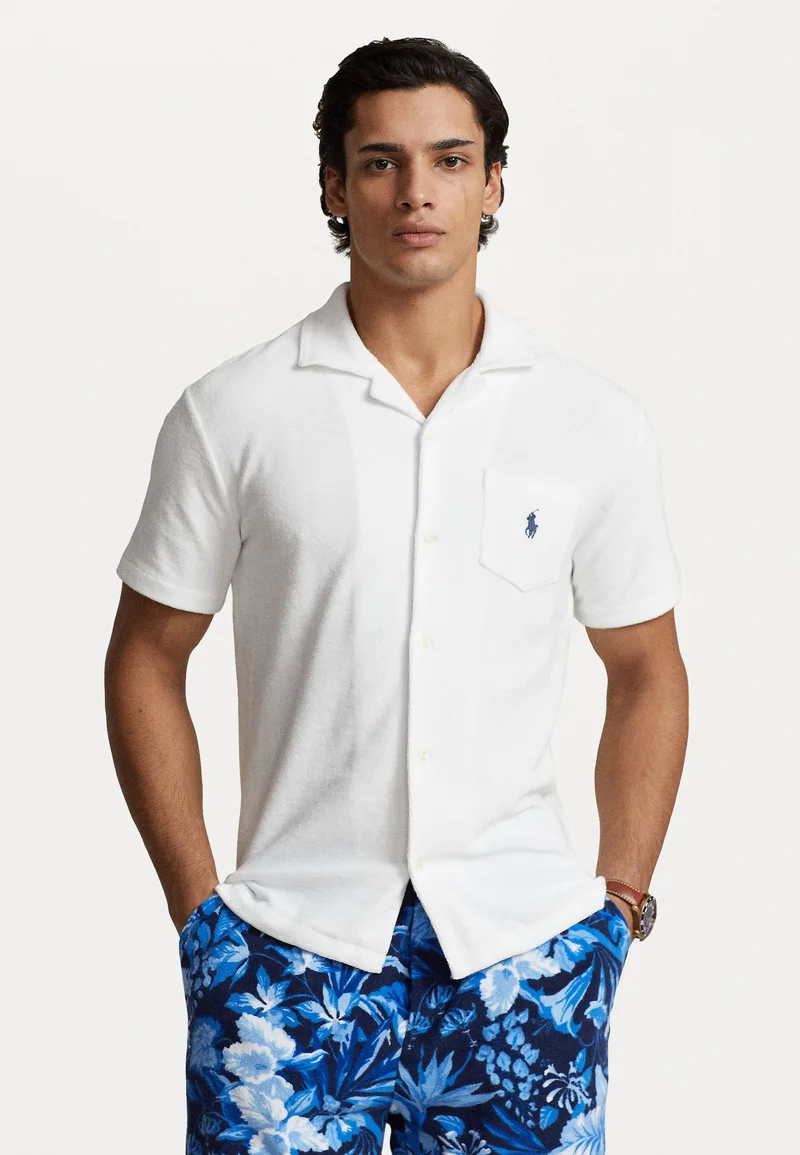 sale retailer Polo Ralph Lauren TERRY CAMP SHIRT - Shirt white Clothing Shirts Casual Shirts