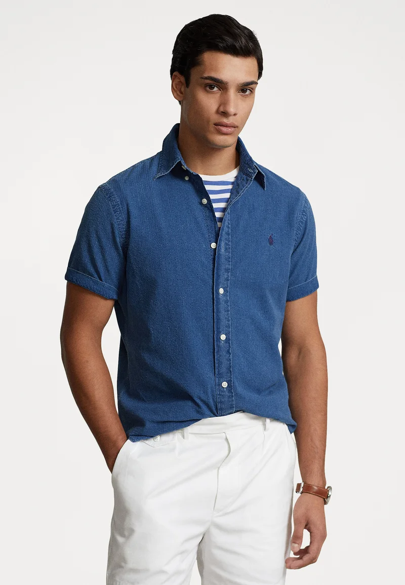 Authorized Site Polo Ralph Lauren CUSTOM FIT SEERSUCKER SHIRT - Shirt dark indigo Clothing Shirts Casual Shirts
