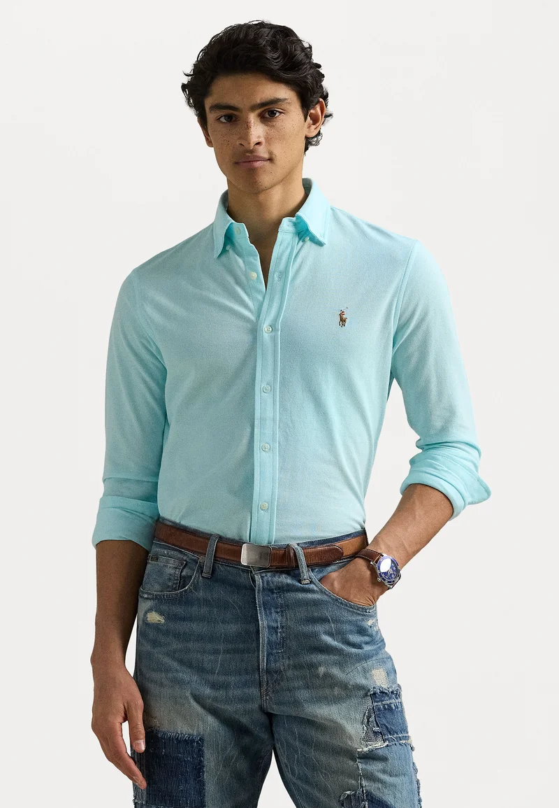 outlet store sale Polo Ralph Lauren KNIT OXFORD SHIRT - Shirt soft aqua Clothing Shirts Casual Shirts