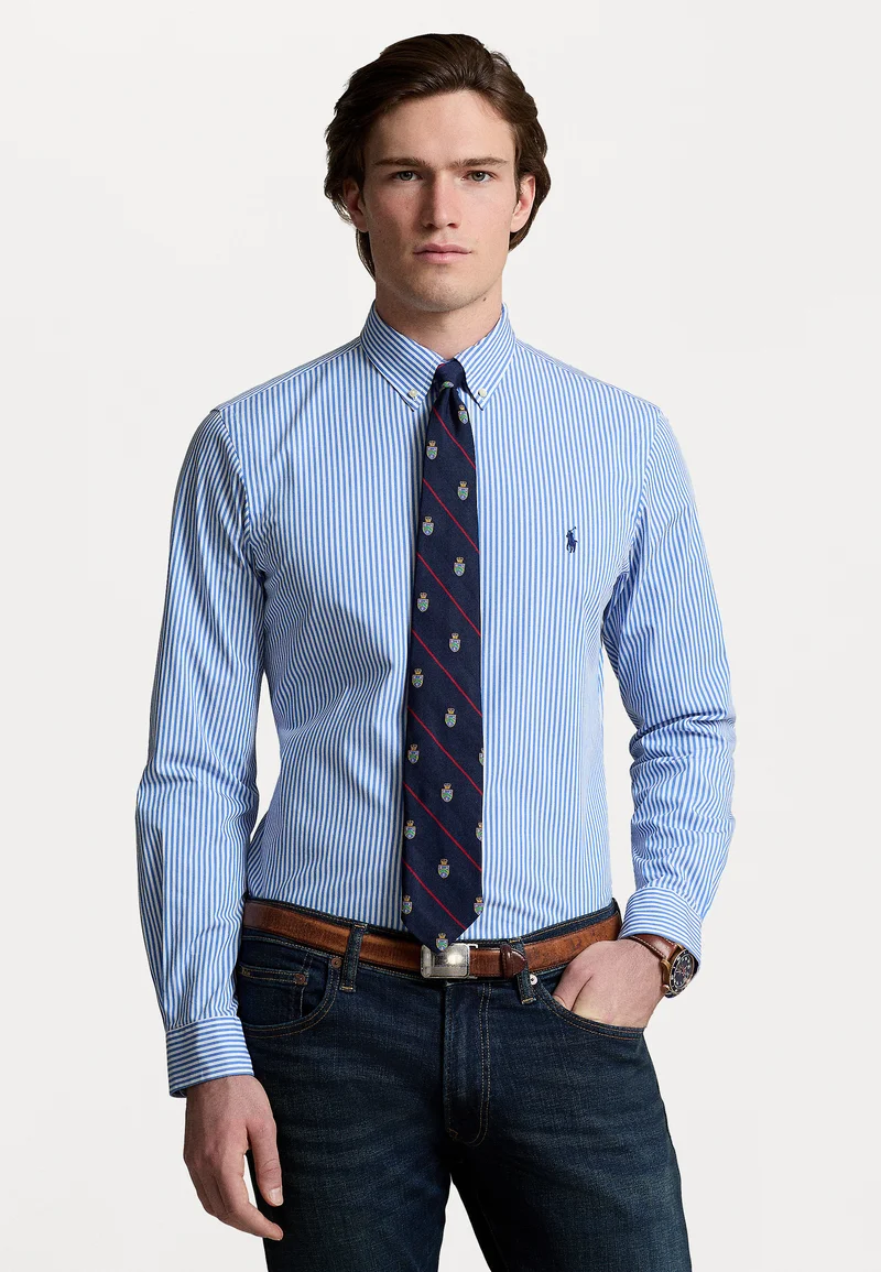 retail prices Polo Ralph Lauren SLIM FIT STRIPED STRETCH POPLIN SHIRT - Shirt light blue/white Clothing Shirts Casual Shirts