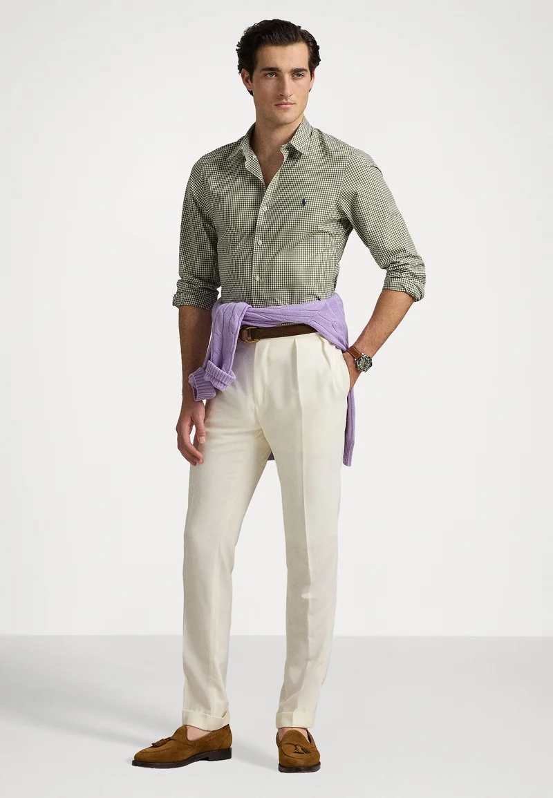official authorized store Polo Ralph Lauren SLIM FIT GINGHAM STRETCH POPLIN SHIRT - Shirt garden trail/white Clothing Shirts Casual Shirts