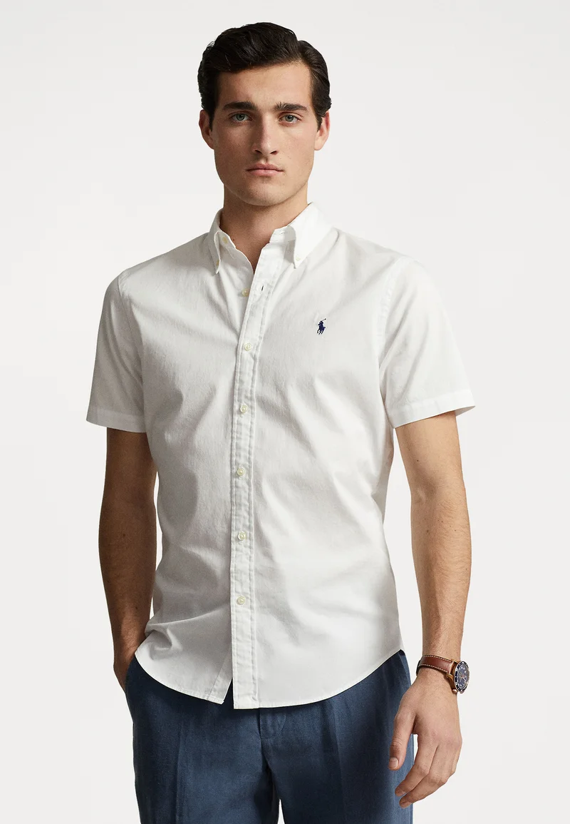 various design Polo Ralph Lauren SLIM FIT GARMENT DYED TWILL SHIRT - Shirt white Clothing Shirts Casual Shirts