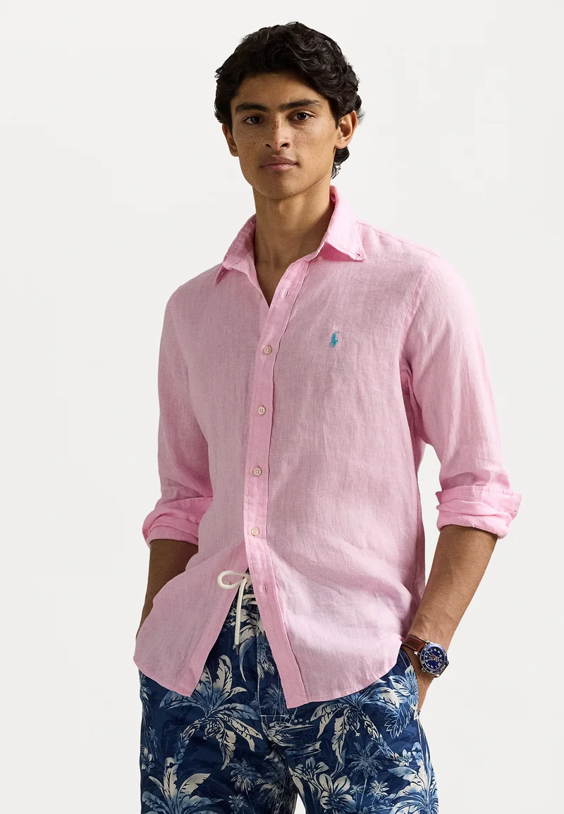various design Polo Ralph Lauren CUSTOM FIT LINEN SHIRT - Shirt carmel pink Clothing Shirts Casual Shirts