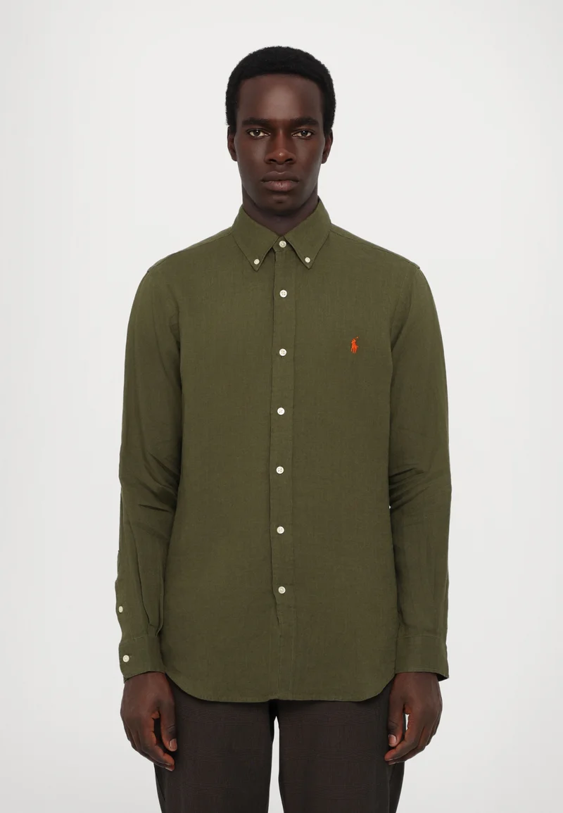 official shop Polo Ralph Lauren CUSTOM FIT LINEN SHIRT - Shirt new olive Clothing Shirts Casual Shirts