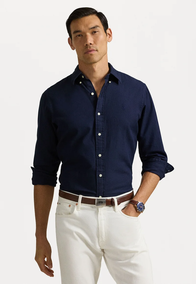 sale retailer Polo Ralph Lauren CUSTOM FIT GARMENT DYED DOBBY SHIRT - Shirt navy Clothing Shirts Casual Shirts