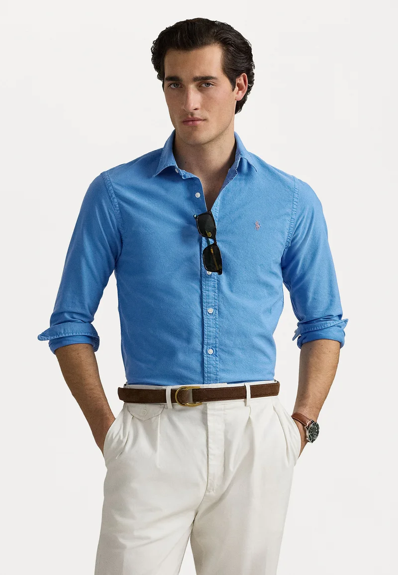 Online Store Polo Ralph Lauren SLIM FIT GARMENT-DYED OXFORD SHIRT - Shirt blue orbit Clothing Shirts Casual Shirts