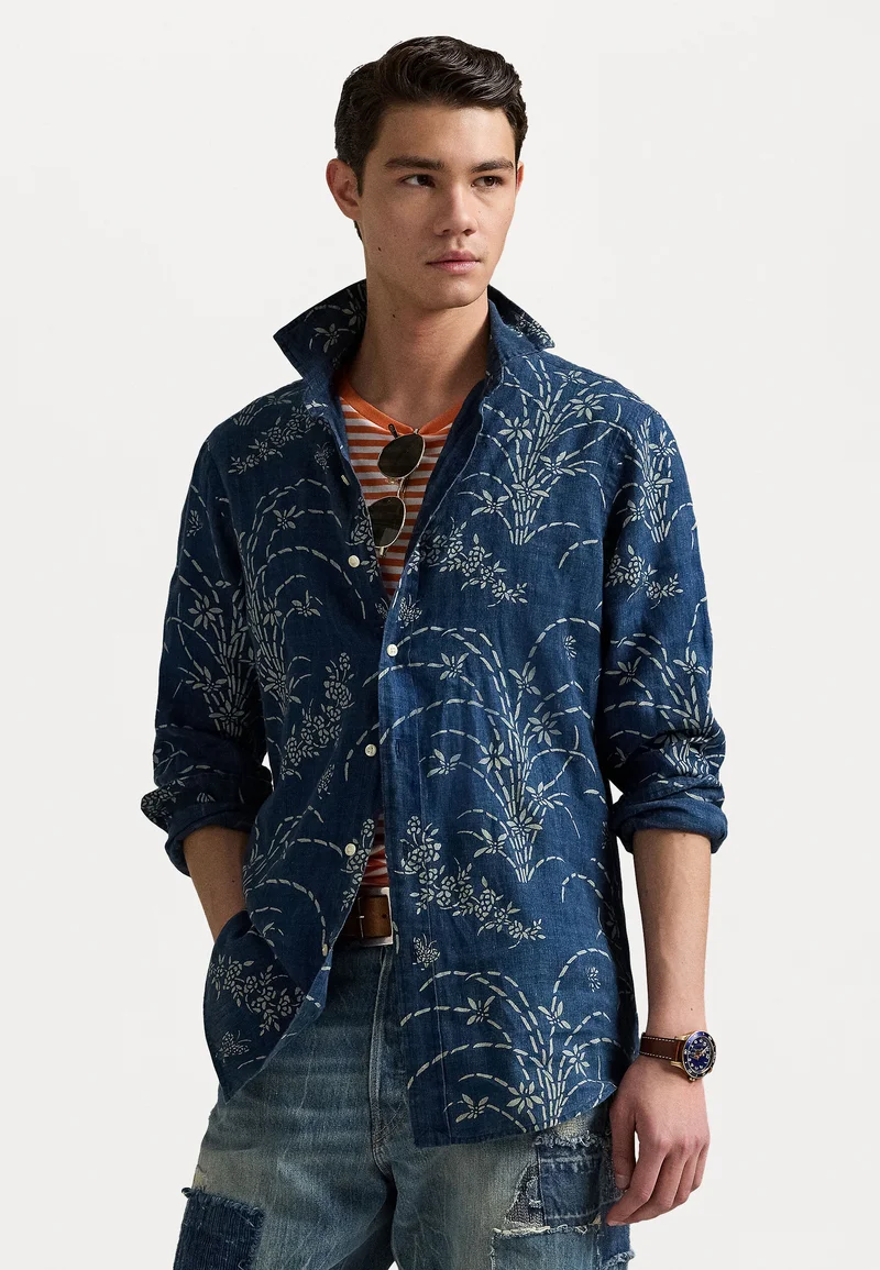 Shop Polo Ralph Lauren CLASSIC FIT INDIGO FLORAL LINEN SHIRT - Shirt dark blue/multi-coloured Clothing Shirts Casual Shirts
