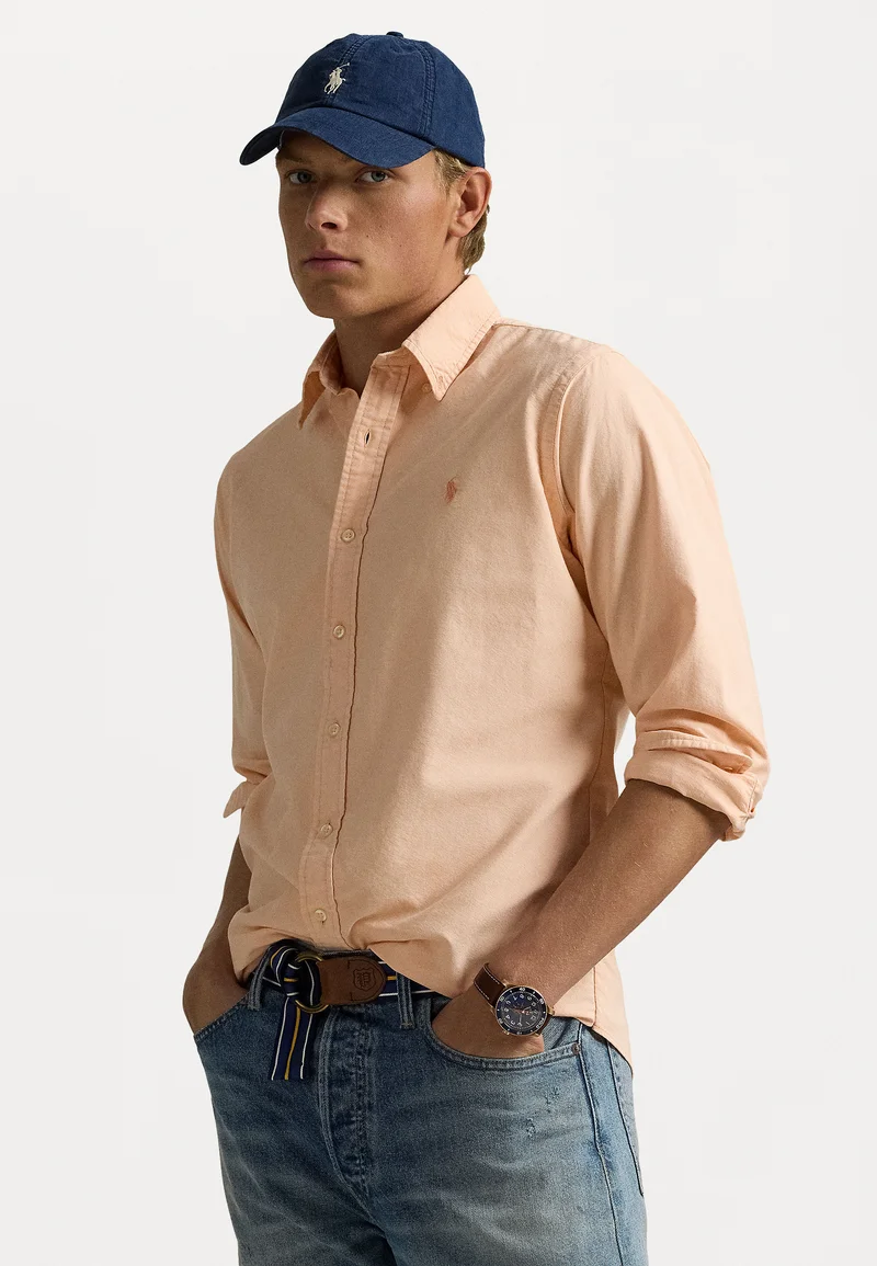 Largest Fashion Store Polo Ralph Lauren CUSTOM FIT MINERAL-DYED OXFORD SHIRT - Shirt amber Clothing Shirts Casual Shirts