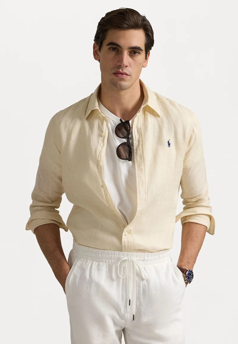 Discount Sale Polo Ralph Lauren SLIM FIT LINEN SHIRT - Shirt full cream Clothing Shirts Casual Shirts
