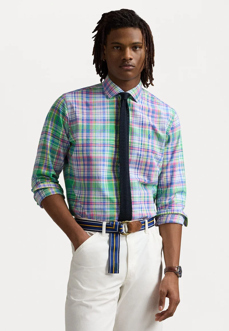 unique design Polo Ralph Lauren CUSTOM FIT PLAID OXFORD SHIRT - Shirt green/pink multi Clothing Shirts Casual Shirts