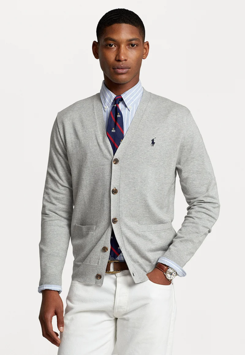 100% high Quality Guarantee Polo Ralph Lauren COTTON V-NECK CARDIGAN - Cardigan andover heather Clothing Knitwear Cardigans