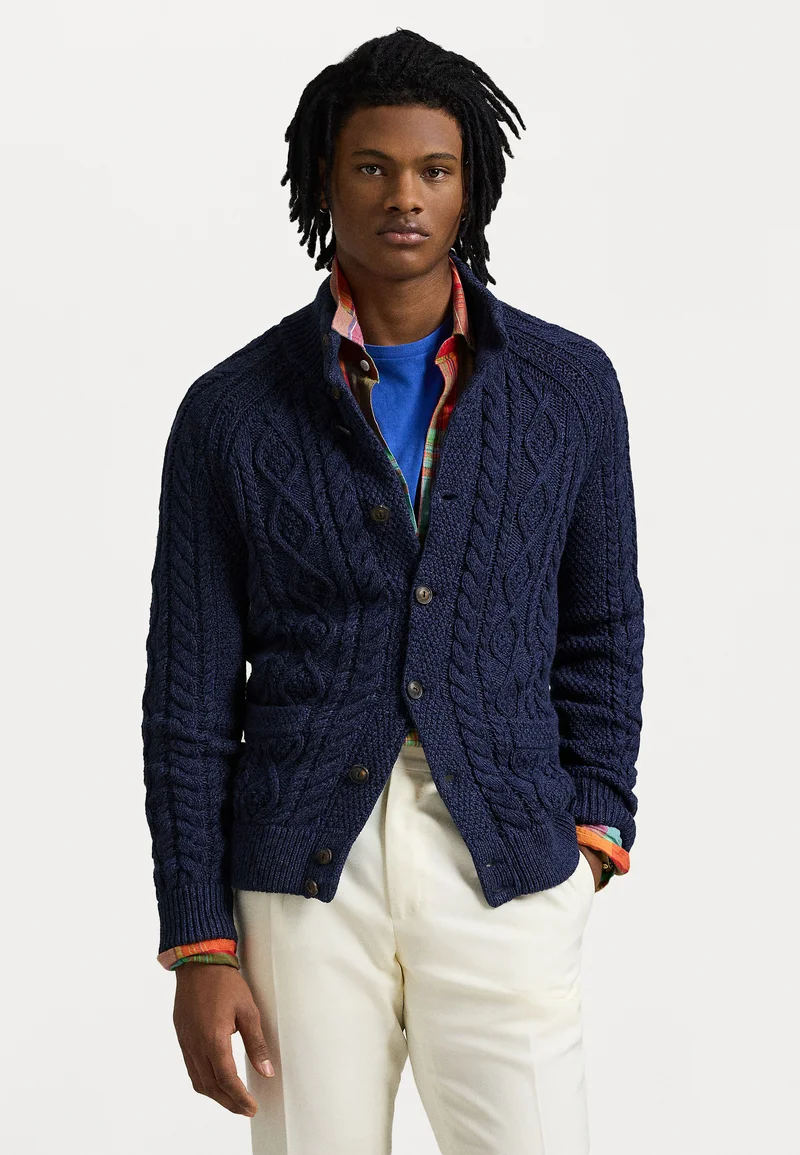 Authentic USA Online Polo Ralph Lauren ARAN-KNIT COTTON CARDIGAN - Cardigan navy combo Clothing Knitwear Cardigans