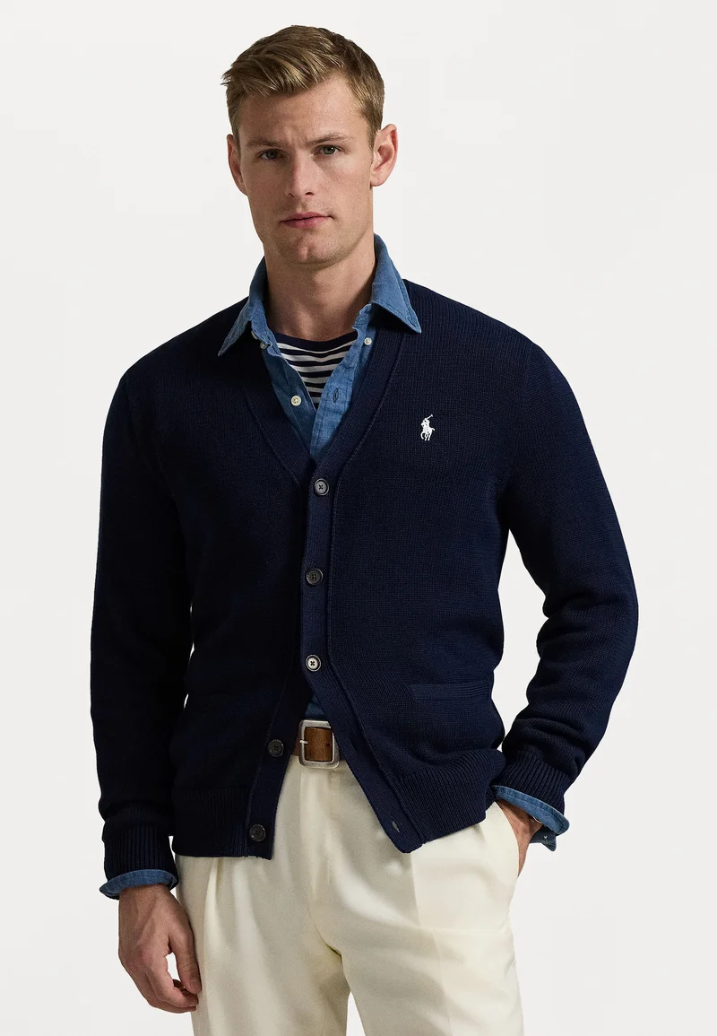 complete in specifications Polo Ralph Lauren COTTON V-NECK CARDIGAN - Cardigan hunter navy Clothing Knitwear Cardigans
