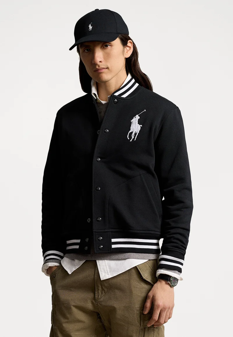 Outlet on Sale Polo Ralph Lauren BIG PONY FLEECE BASEBALL JACKET - Bomber Jacket black Clothing Sale Jackets Gilet Bomber Jackets