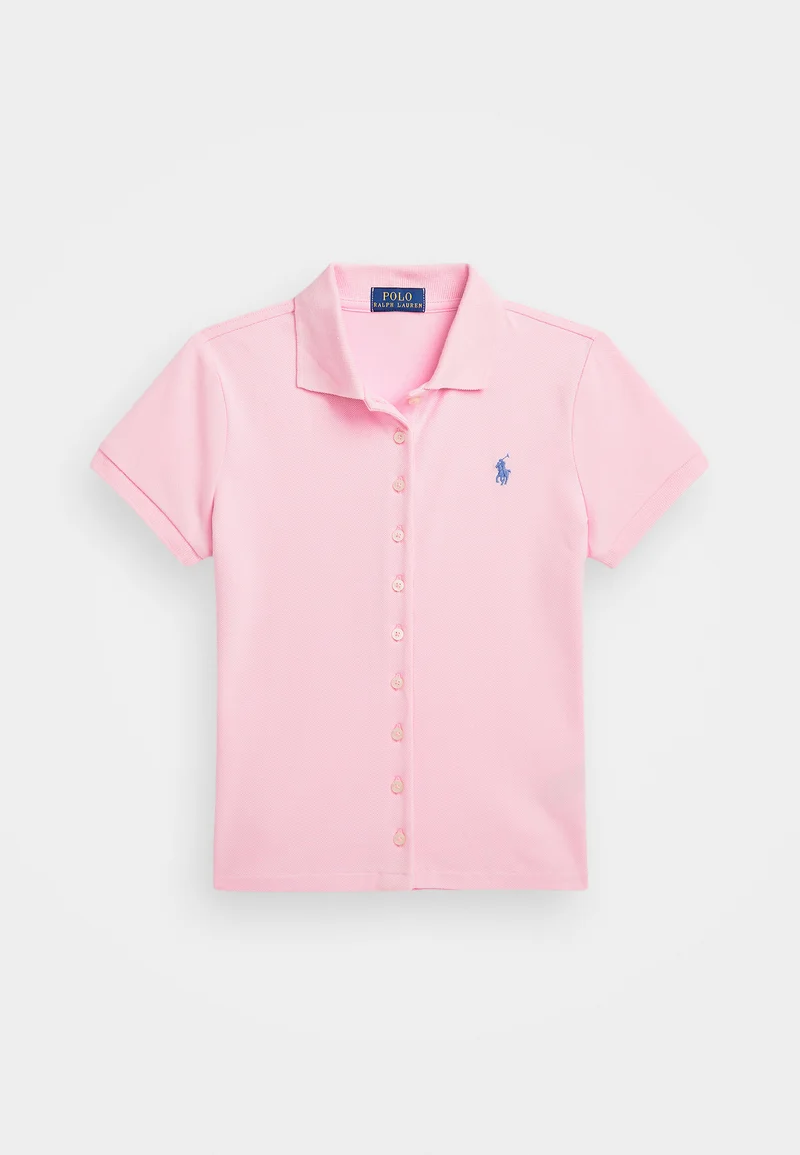 super quality Polo Ralph Lauren BUTTON FRONT STRETCH MESH POLO SHIRT - Button-down blouse carmel pink/harbor island blue Clothing T-shirts & tops Blouses & tunics