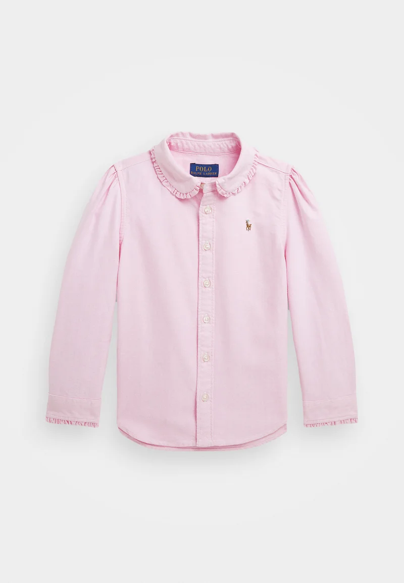 timeless Polo Ralph Lauren RUFFLED COTTON OXFORD SHIRT - Button-down blouse bath pink Clothing T-shirts & tops Blouses & tunics