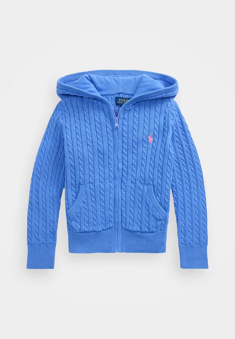 USA official online shop Polo Ralph Lauren MINI CABLE COTTON FULL ZIP HOODIE - Cardigan harbor island blue/laguna pink Clothing Sweatshirts & Knitwear Cardigans