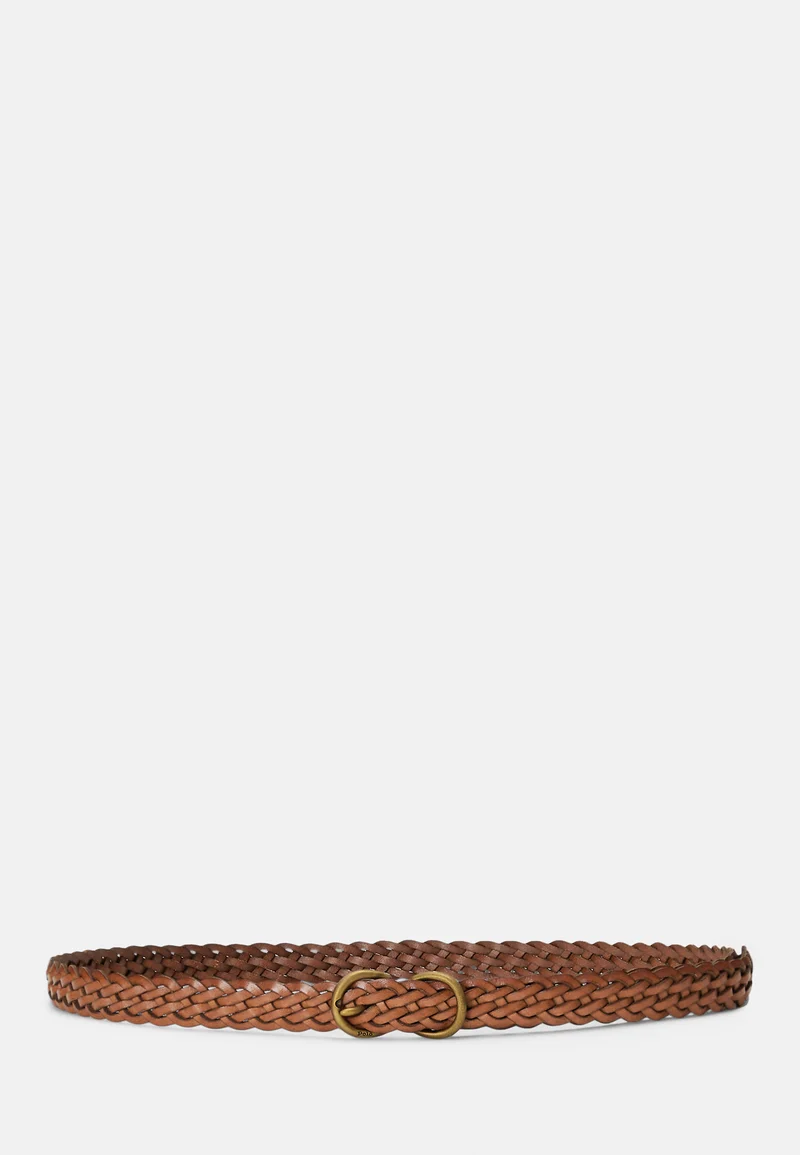 various design Polo Ralph Lauren BRAIDED VACHETTA LEATHER SKINNY BELT - Braided belt cuoio Accessories Belts Braided belt