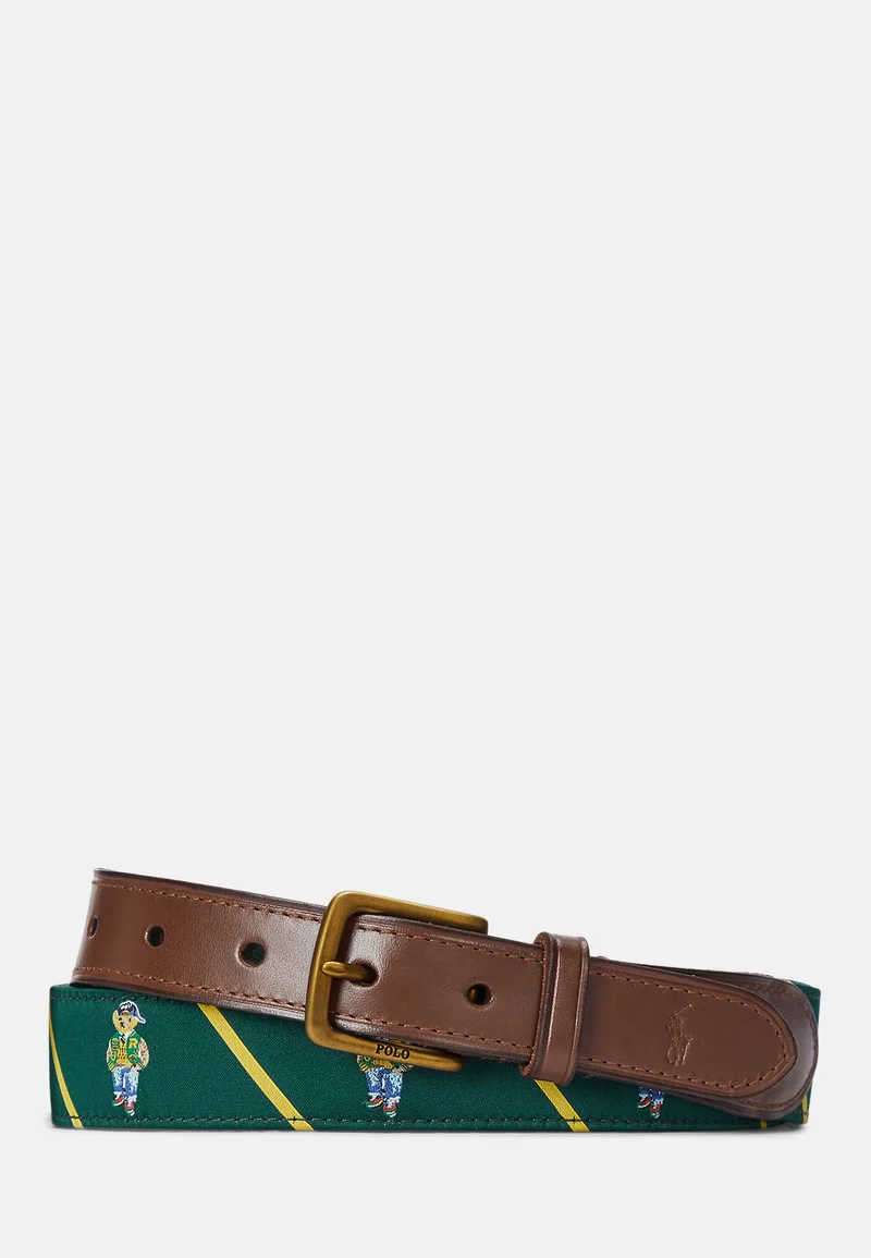 timeless Polo Ralph Lauren POLO BEAR LEATHER TRIM BELT - Belt moss agate Accessories Belts Braided belt