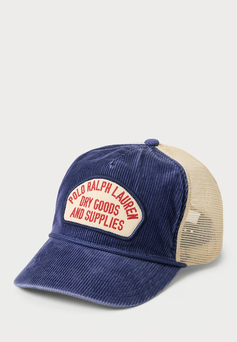 Huge Discount Polo Ralph Lauren LOGO-PATCH CORDUROY TRUCKER CAP UNISEX - Cap light navy Accessories Beanies, hats & caps Caps