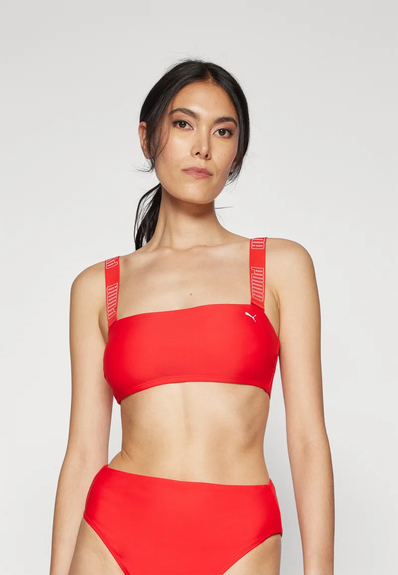 UK official online shop Puma SWIM WOMEN BANDEAU TOP - Bikini top red Streetwear Clothing Swimwear Beach accessories Bikini tops