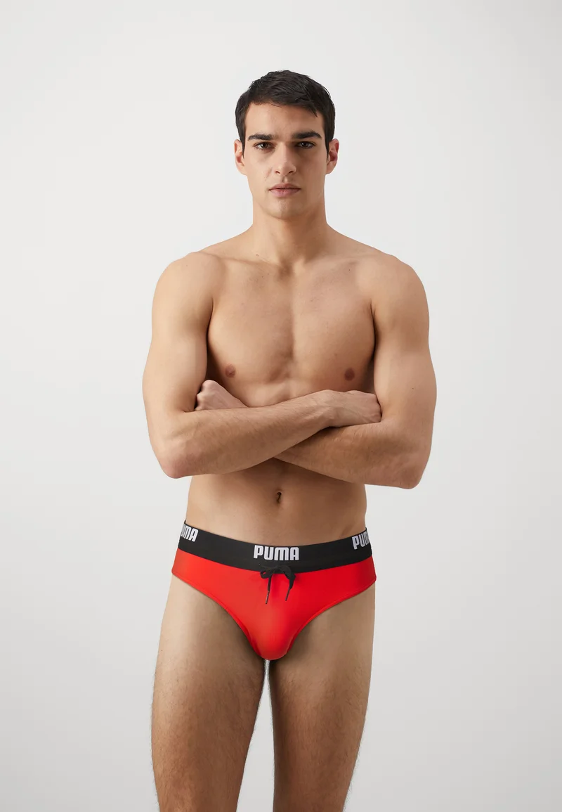 low price Puma LOGO SWIM BRIEF - Swimming briefs red Clothing Swimwear Swim trunks Briefs