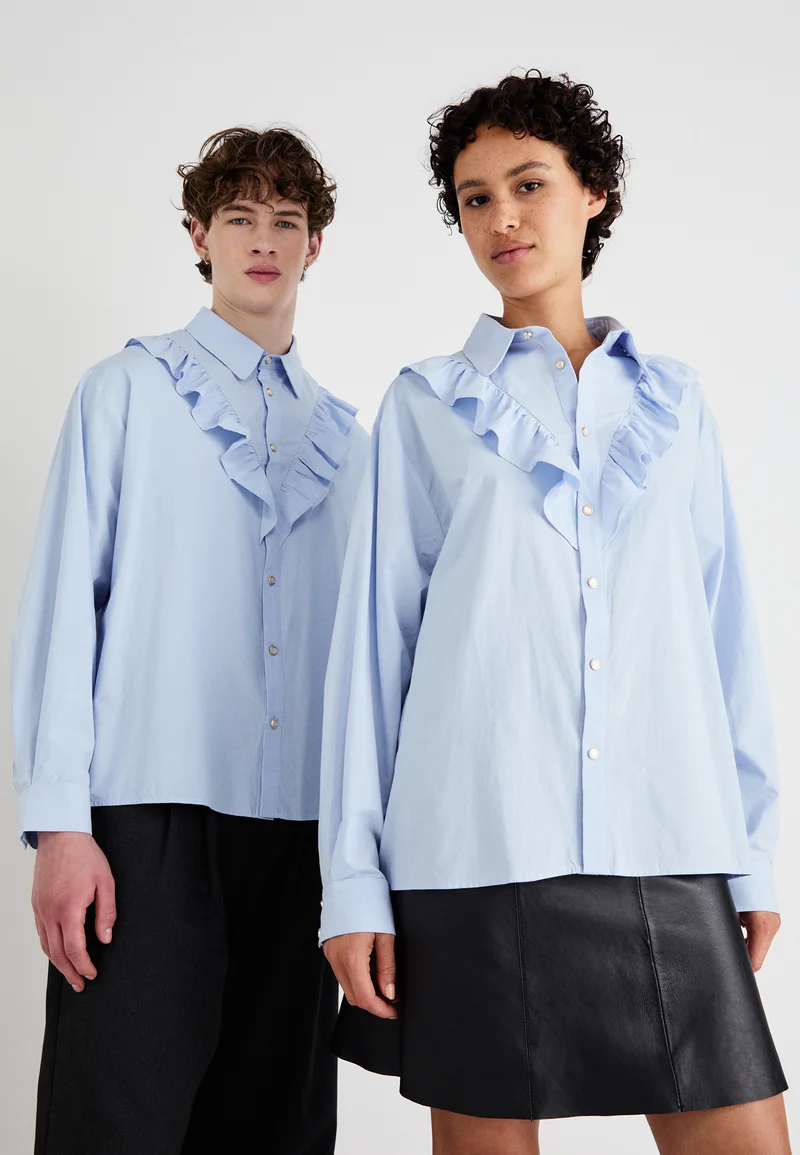pretty and colorful Sister Jane LOUIE RUFFLE SHIRT - Shirt blue Clothing Sale Shirts Business Shirts
