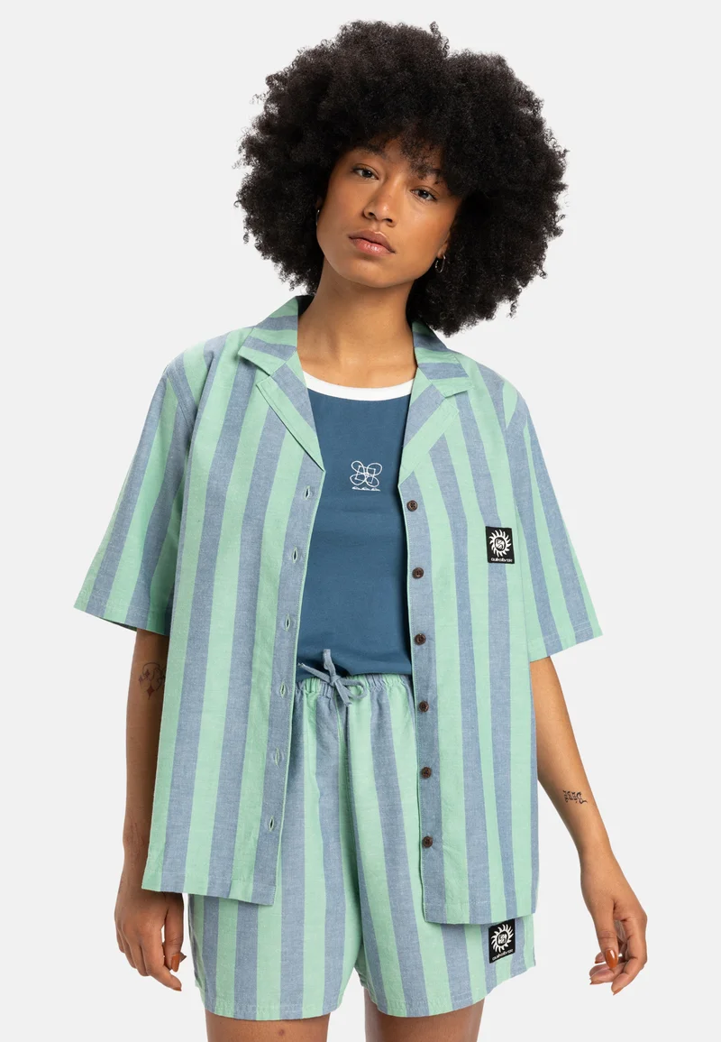 Online Store Quiksilver Button-down blouse - green Streetwear Clothing Shirts & Blouses Blouses