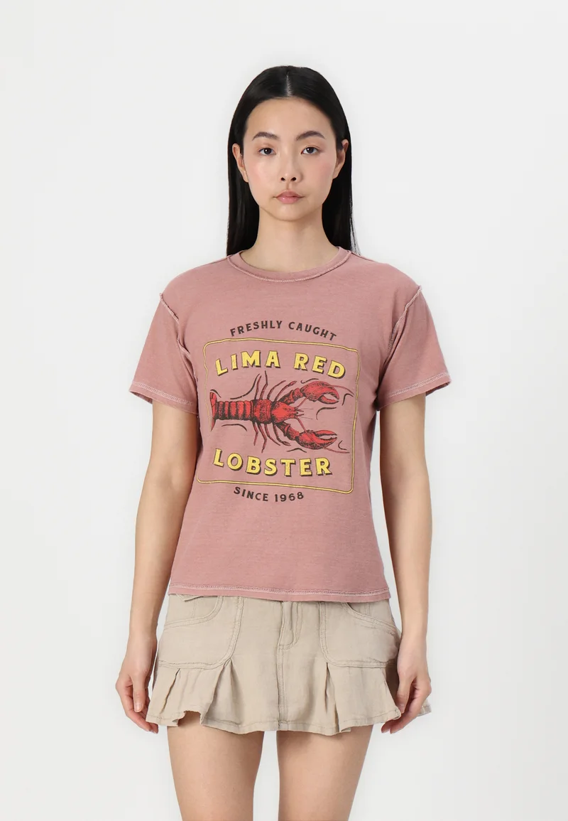 100% High Quality BDG Urban Outfitters LOBSTER RELAXED BABY - Print T-shirt pink Clothing Shirts & Blouses Blouses