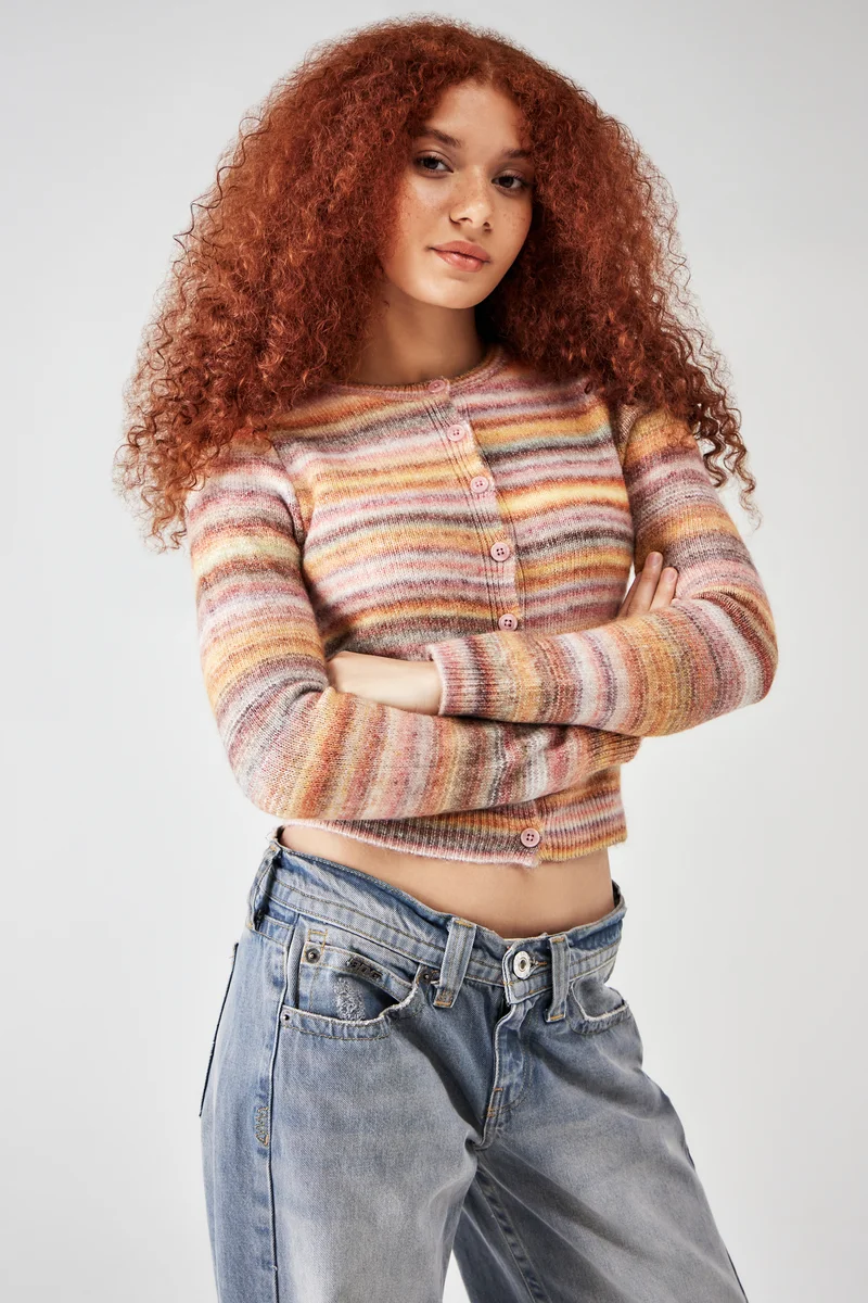 Online Retailer BDG Urban Outfitters SPACE DYE CREW CARDI - Cardigan rust Clothing Knitwear & Cardigans Cardigans