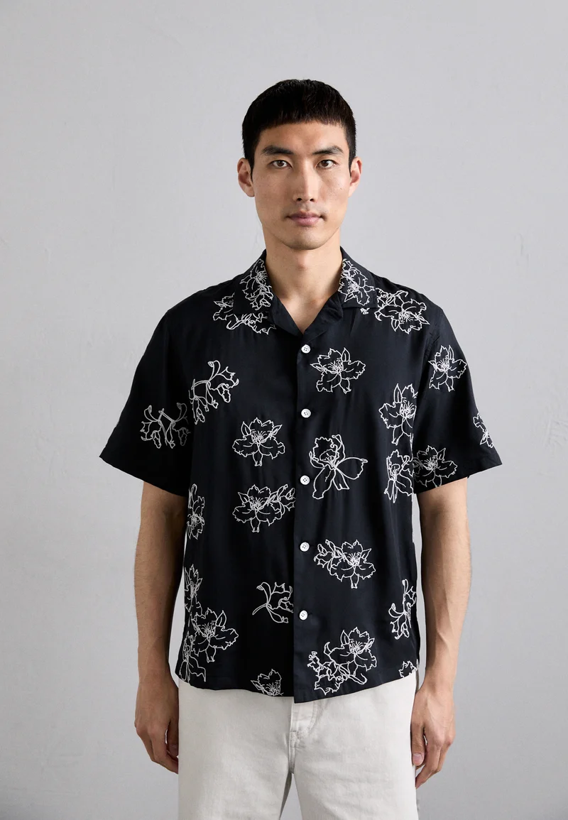 low price rag & bone AVERY RESORT EMBROIDERED - Shirt black Clothing Sale Shirts Business Shirts