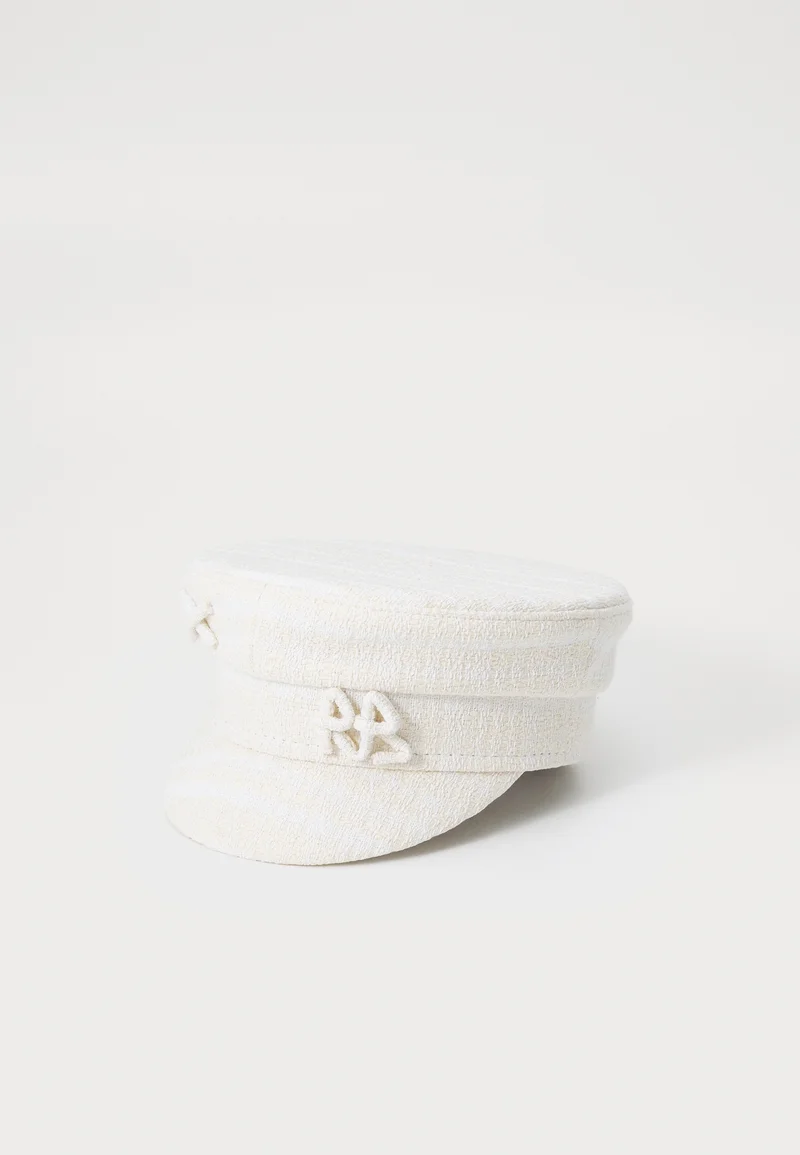 Available to buy online RUSLAN BAGINSKIY LOGO EMBELLISHED TWEED BAKER BOY  - Cap ivory Accessories Hats & headscarves Caps