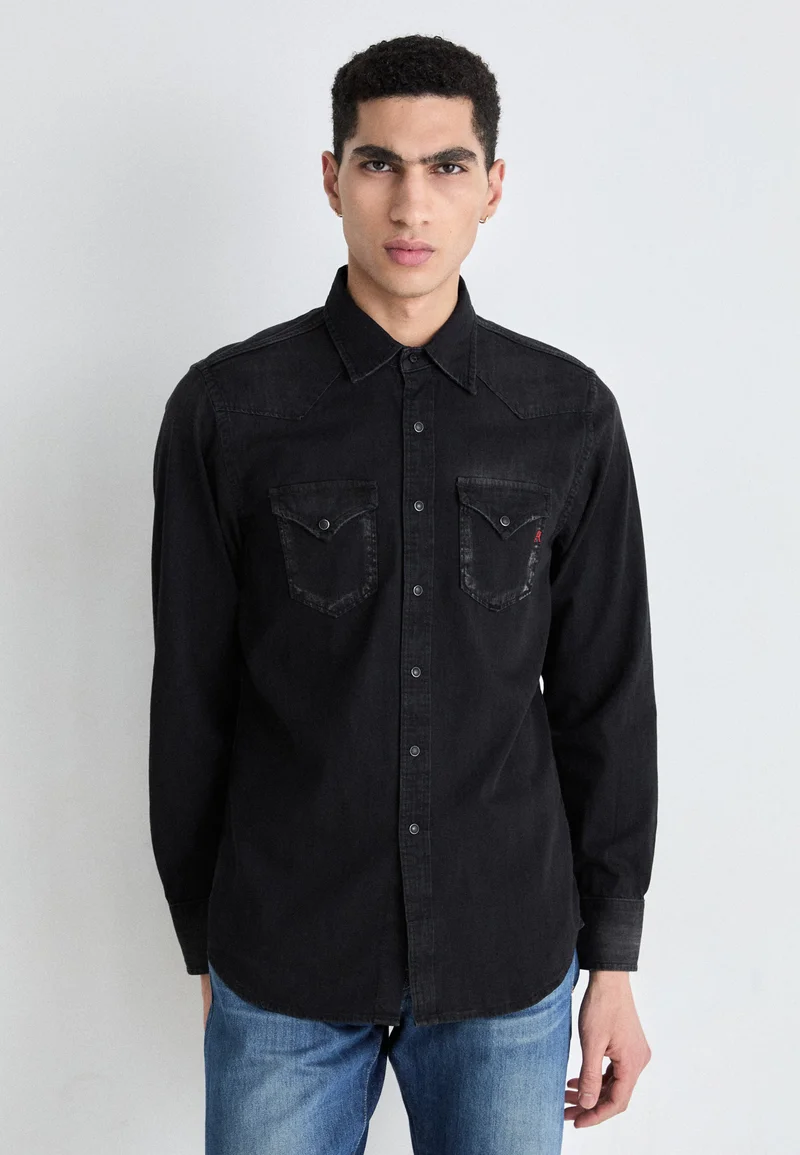 reliable supplier Replay Shirt - black delavè Clothing Shirts Casual Shirts