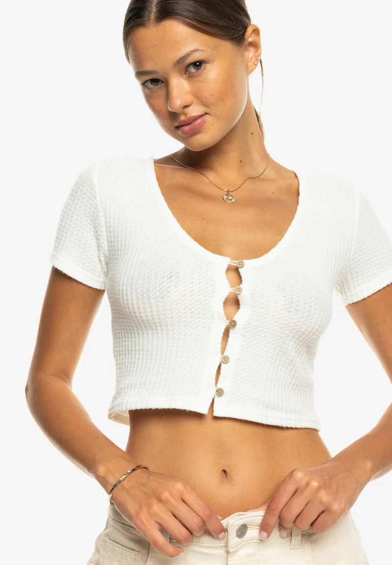 Best Prices Roxy BORN WITH IT-CROP - Cardigan white Streetwear Sale Streetwear Clothing Socks Cardigans